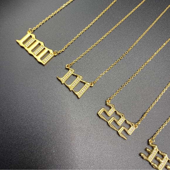 Angel Number 000 Pendant Necklace Gold Plated CZ - Picture 5 of 6